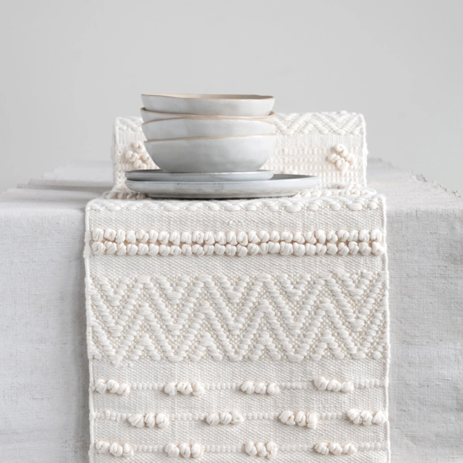 Creative Brands Cotton Table Runner with PomPoms