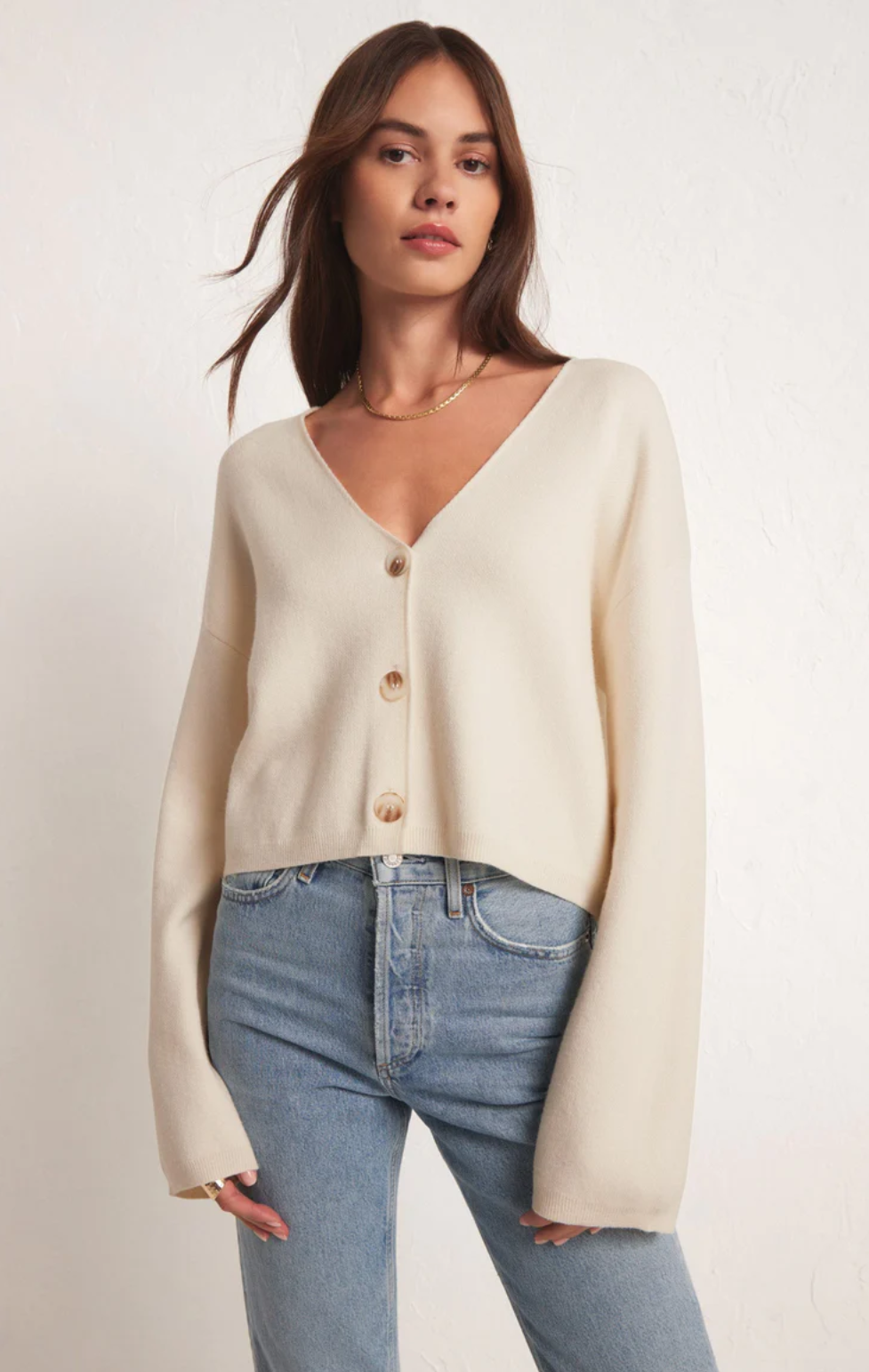 Cream cropped outlet cardigan