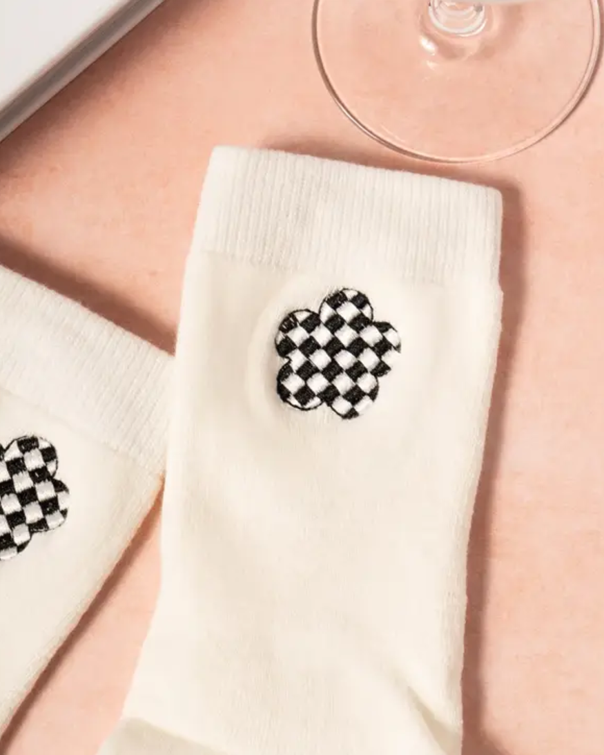 Checker Flower Sock