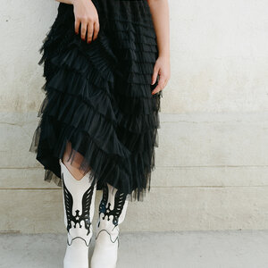 Papillon Mesh Tiered Ruffle Skirt