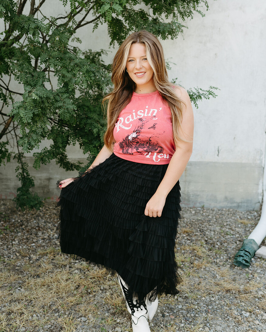 Papillon Mesh Tiered Ruffle Skirt