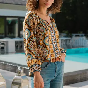 Liverpool Button Front Peasant Top