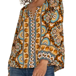 Liverpool Button Front Peasant Top