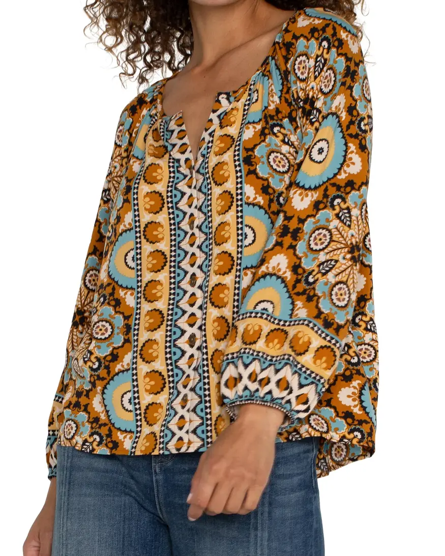 Liverpool Button Front Peasant Top
