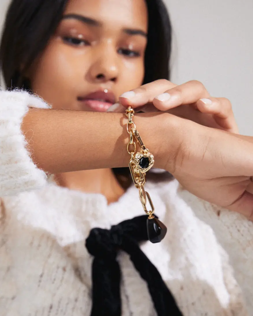 Pilgrim Black Agate Charm