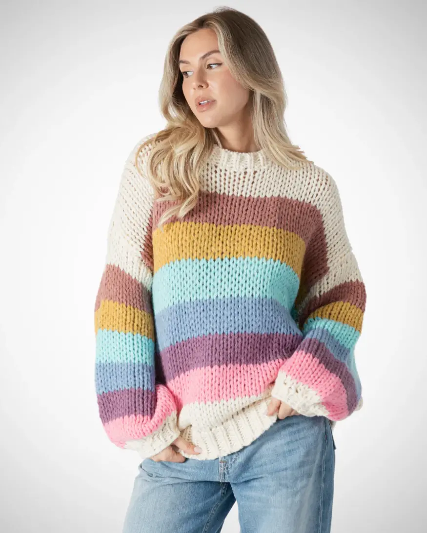 Lyla & Lux Shania Striped Crewneck