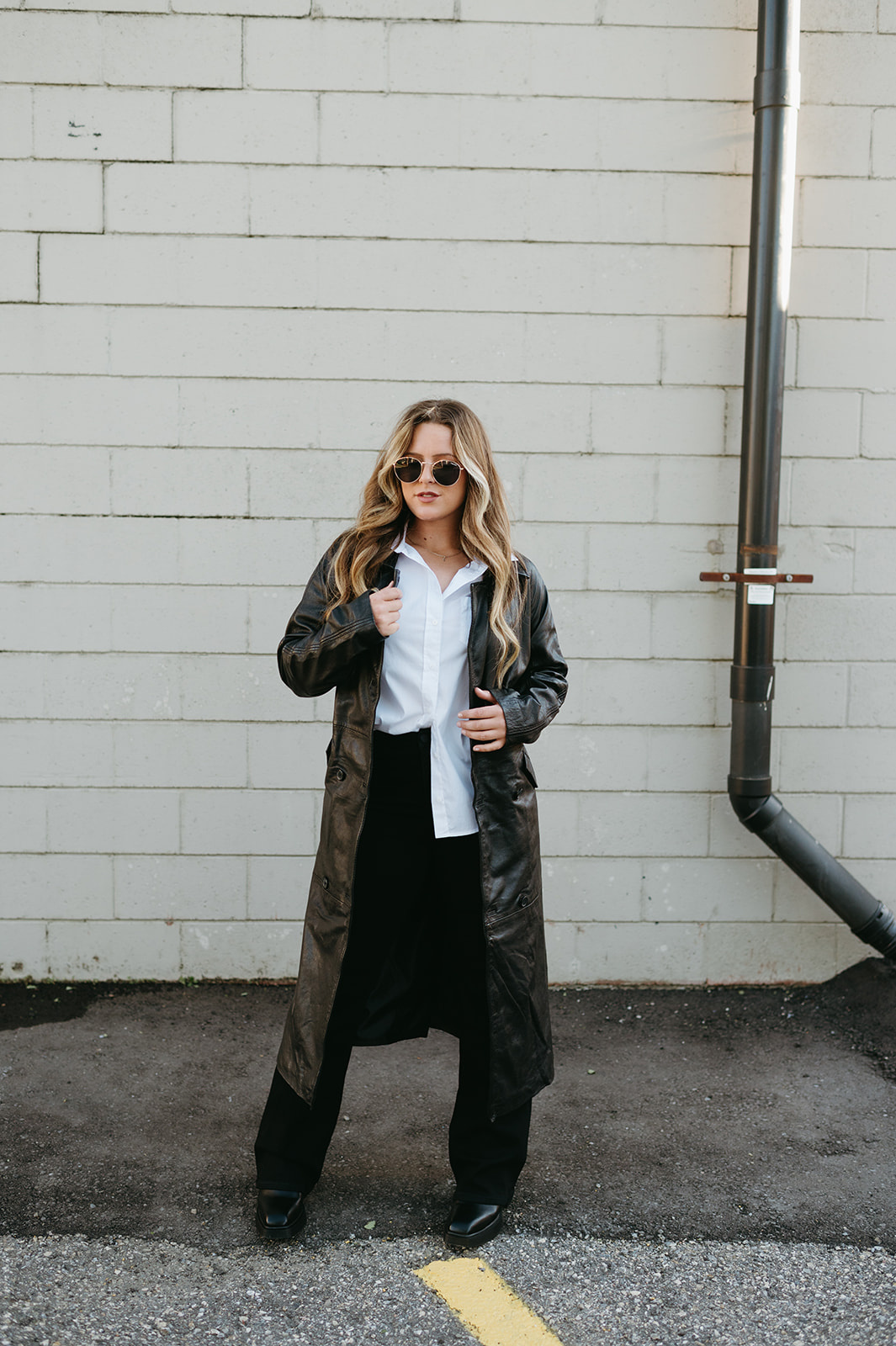 ジャケット・アウター DIANTE Leather piping trench coat Deniz Leather Trench Coat - White Bull Clothing Co
