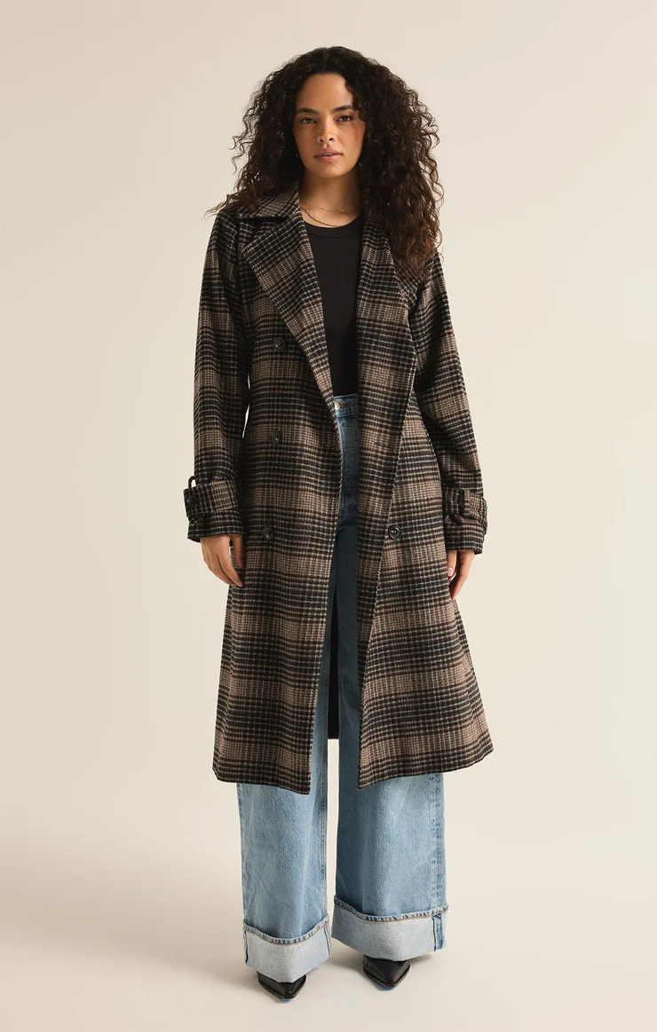 ジャケット・アウター LIDNM wool check trench coat Jackie Plaid Trench - White Bull Clothing Co