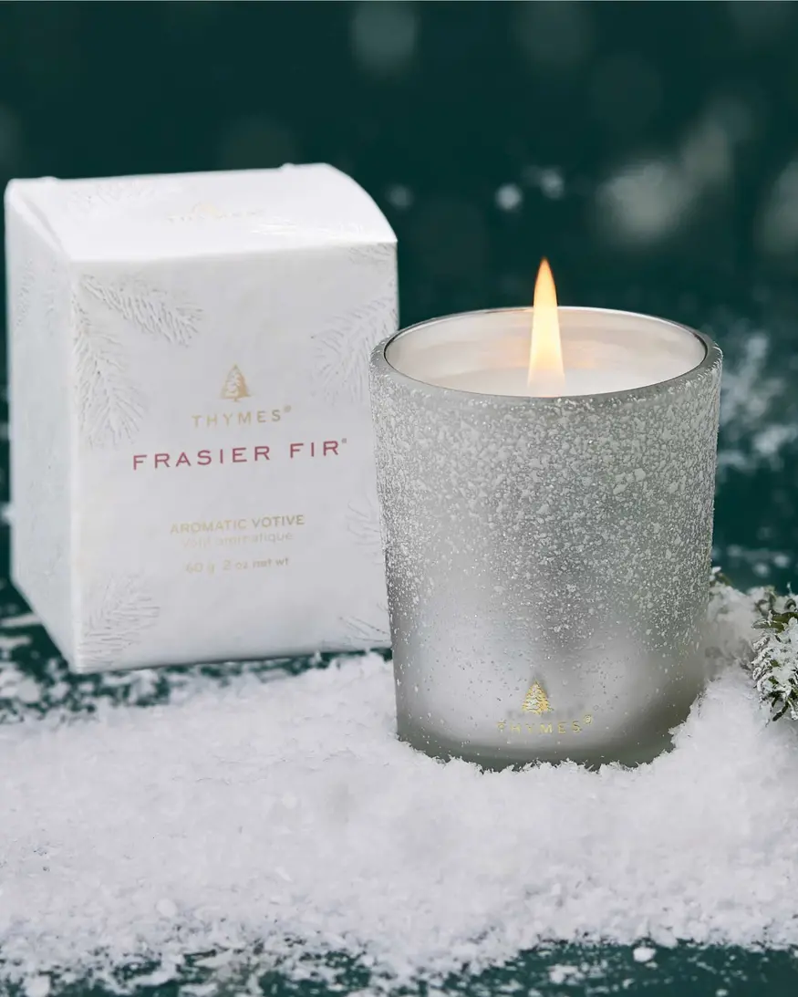 Thymes Flocked Votive Candle