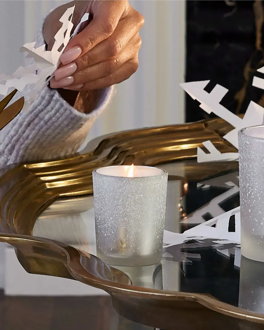 Thymes Flocked Votive Candle