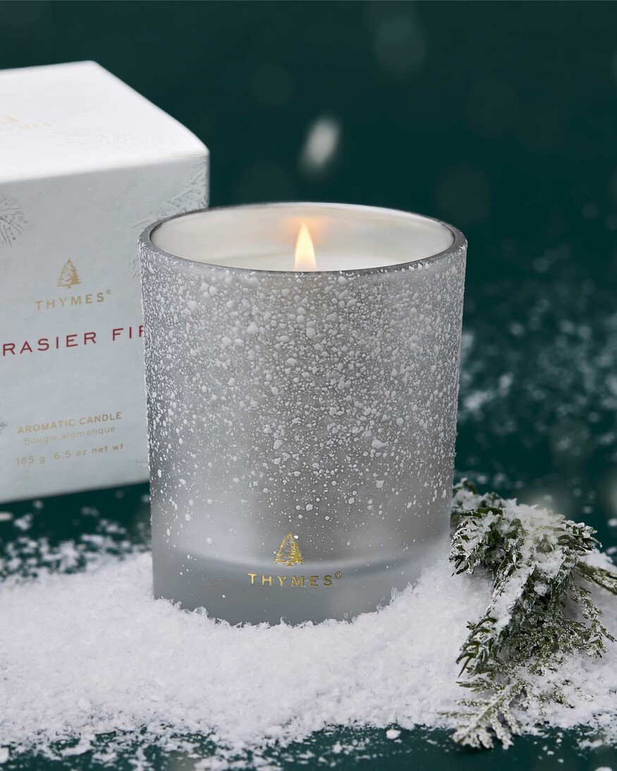 Thymes Flocked Medium Candle