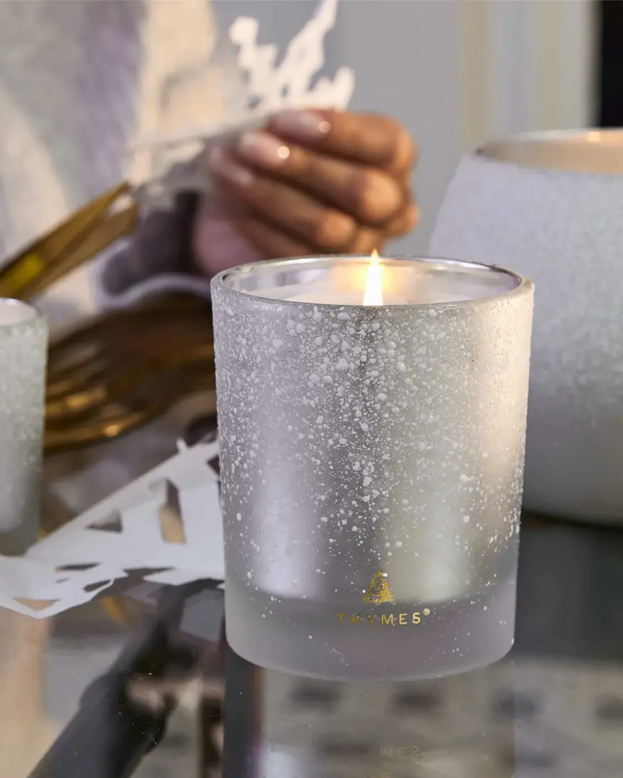Thymes Flocked Medium Candle