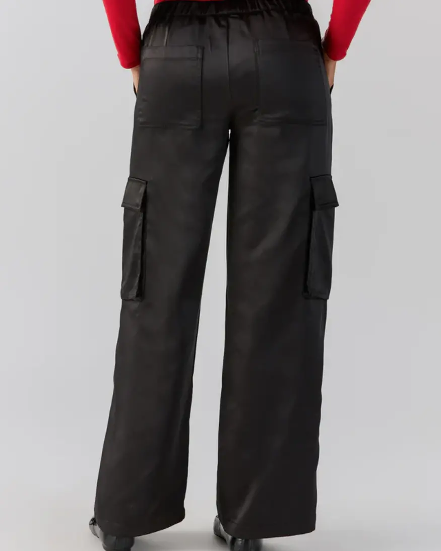 Sanctuary Satin Cargo Wide Leg