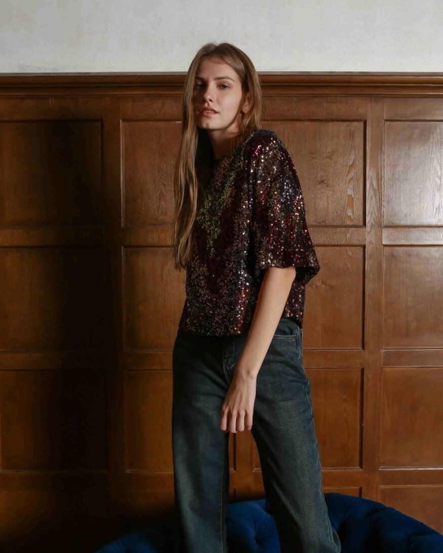 Trinity Sequin SS Top