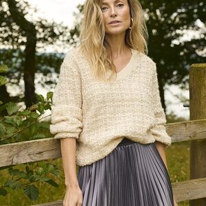 Cream Rana  Plisse Skirt