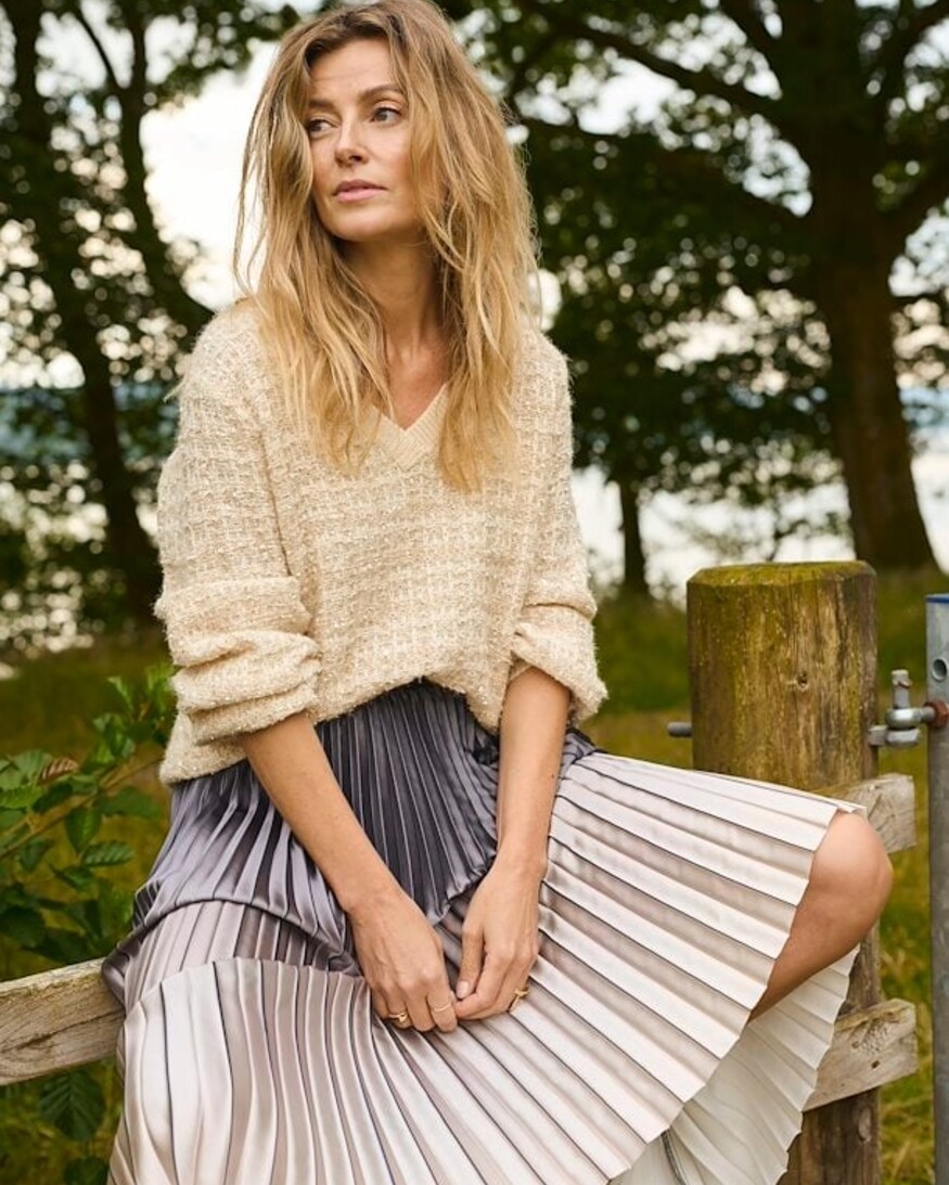 Cream Rana  Plisse Skirt