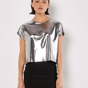 Apricot Liquid Foil Cropped Tee