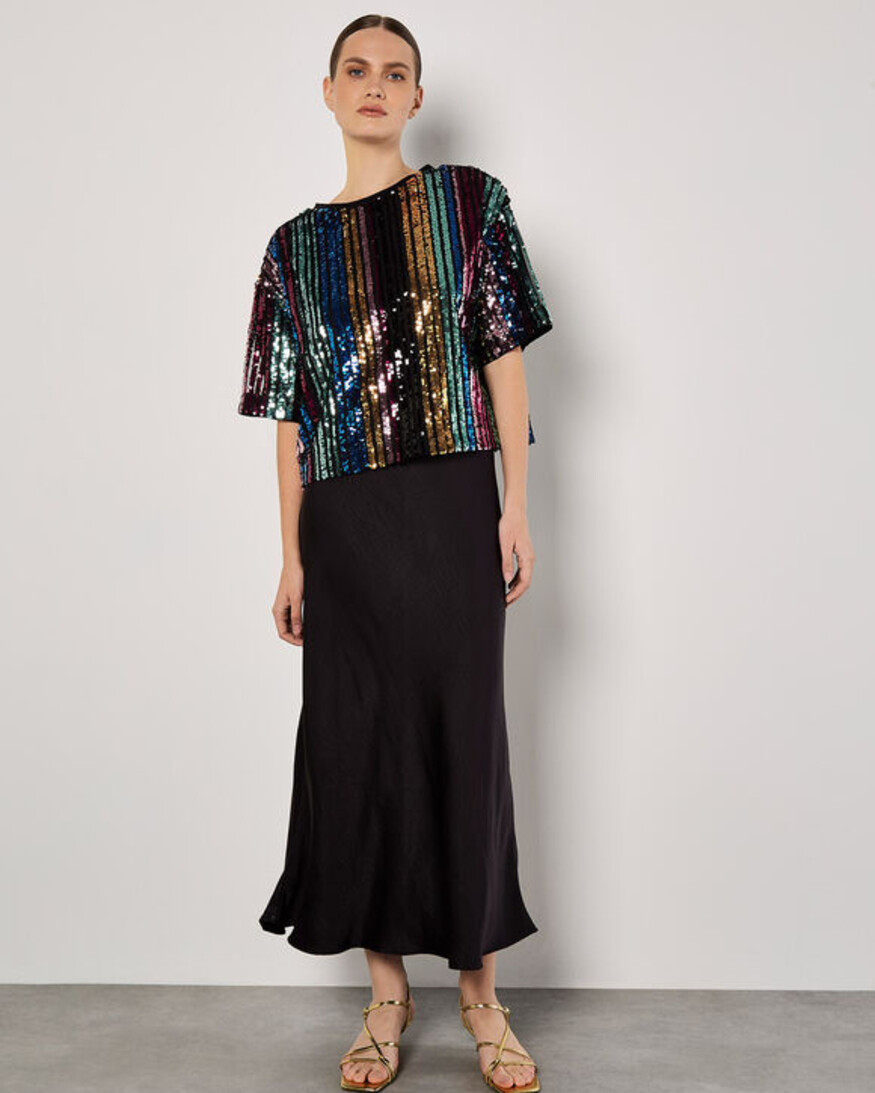 Apricot Lite Brite Sequin T-Shirt