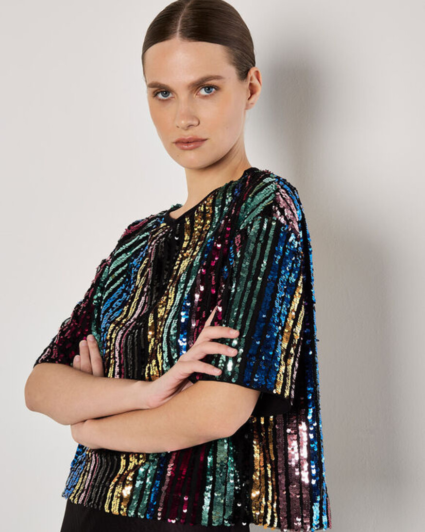 Apricot Lite Brite Sequin T-Shirt