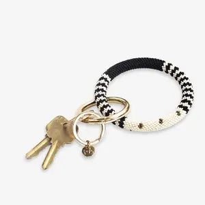 Ink & Alloy Ivory/Black Block Seed Key Ring