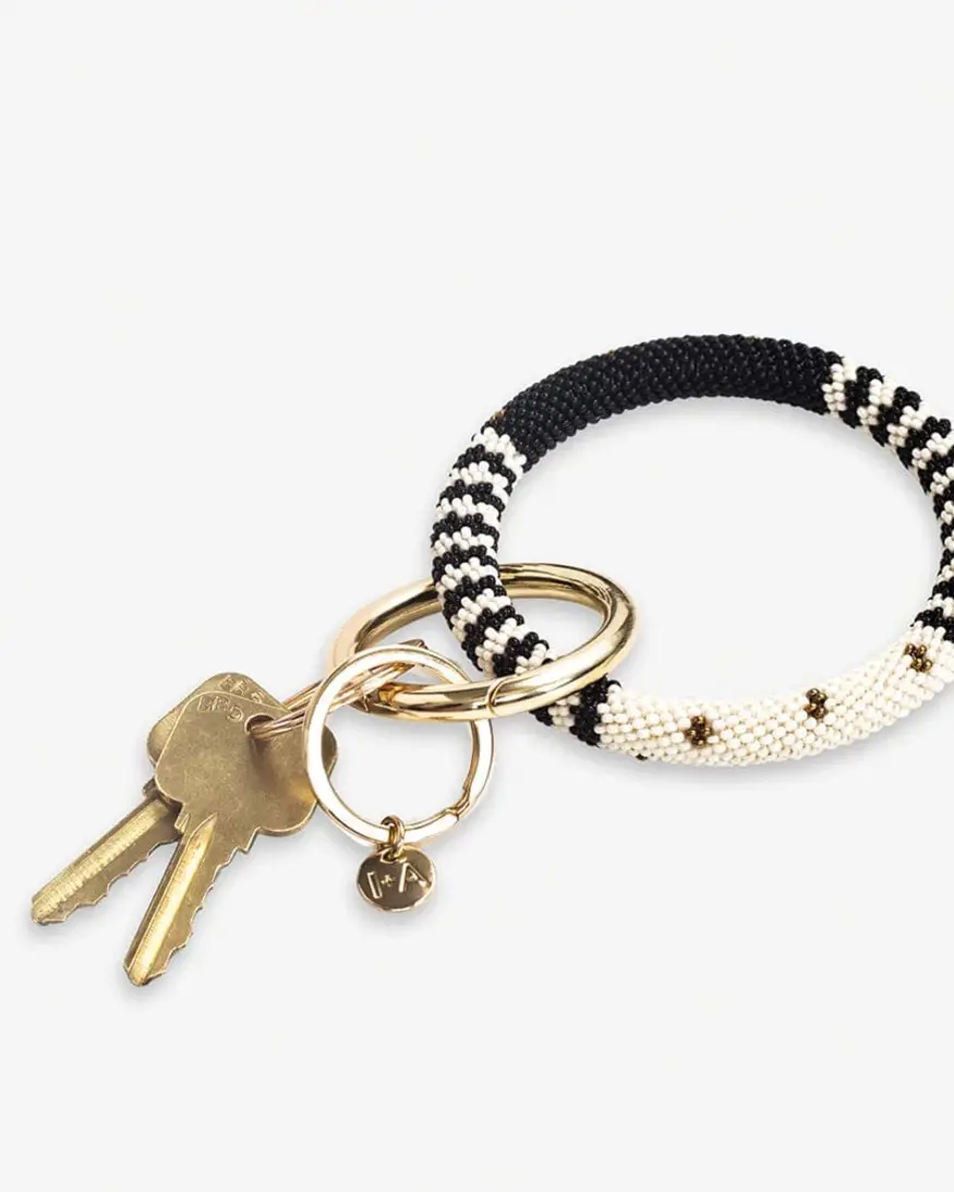 Ink & Alloy Ivory/Black Block Seed Key Ring