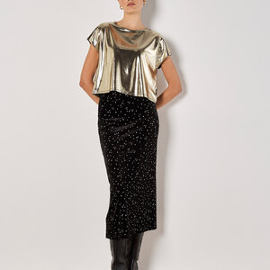Apricot Liquid Foil Cropped Tee