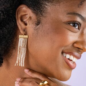 Ink & Alloy Lana Rectangle Fringe Earrings