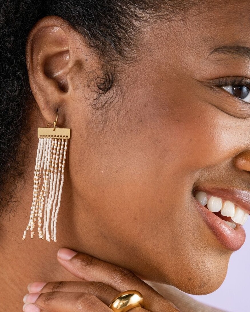 Ink & Alloy Lana Rectangle Fringe Earrings