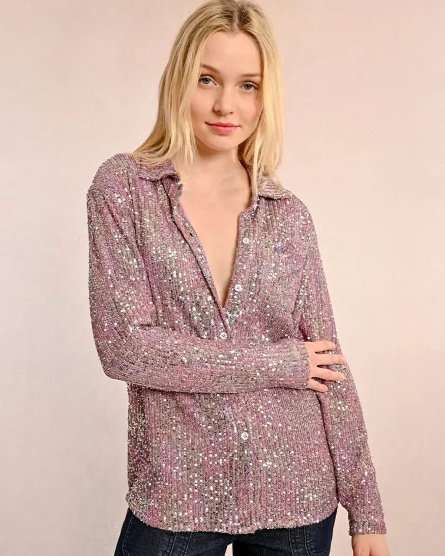 Molly Bracken Yuci LS Sequin Shirt