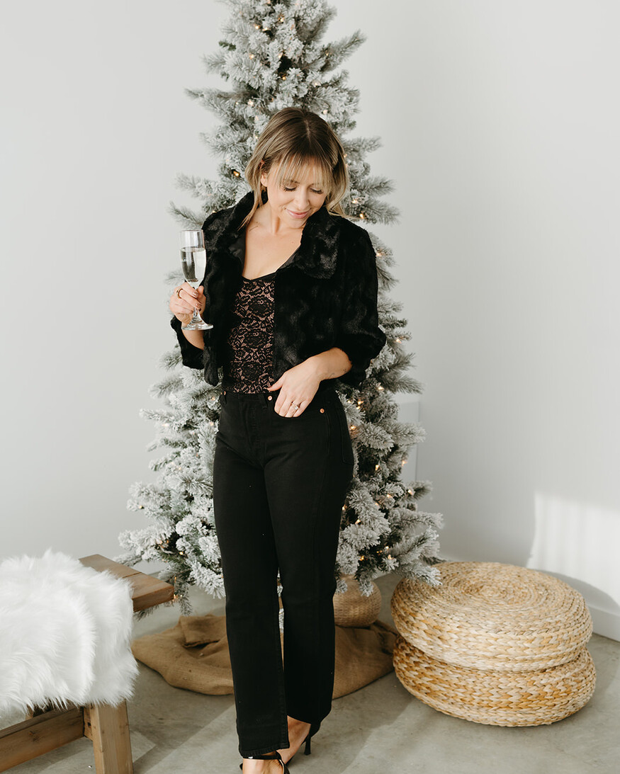 Papillon Faux Fur Short Jacket