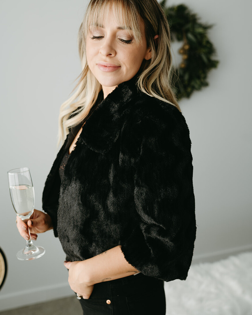 Papillon Faux Fur Short Jacket
