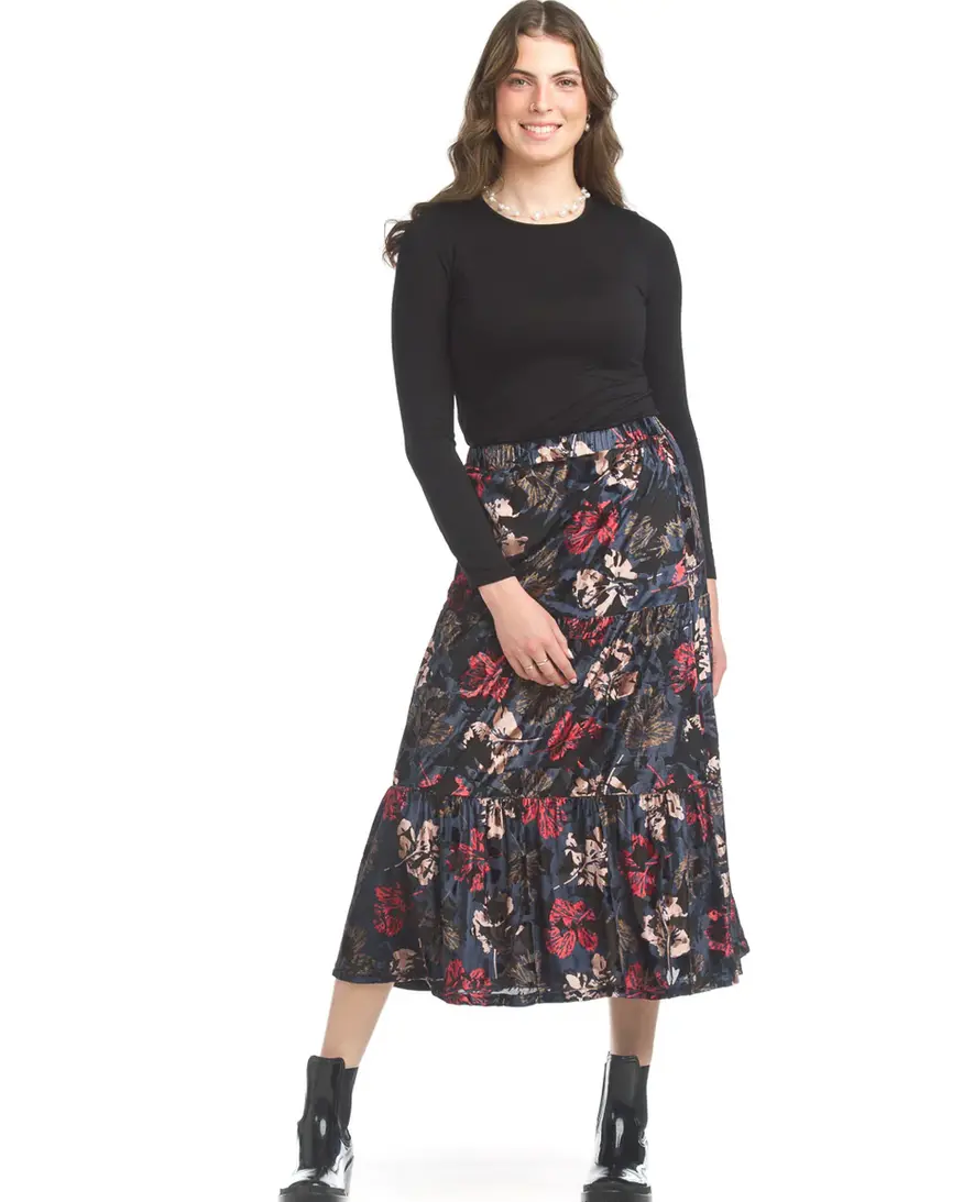 Papillon Velvet Tiered Skirt