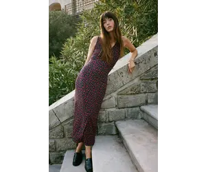 knee length dresses for ladies Butter Yellow Ditsy Floral Kharian Midi Dress main image 0