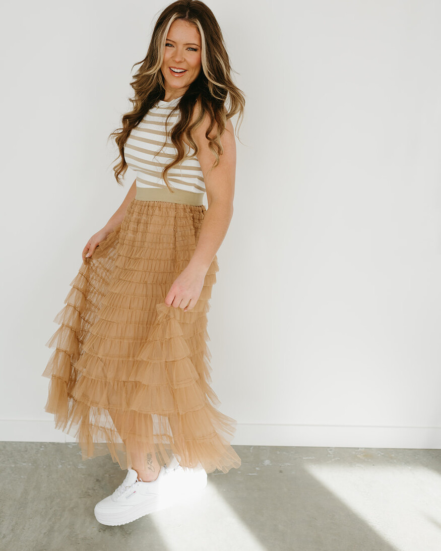 Papillon Mesh Tiered Ruffle Skirt