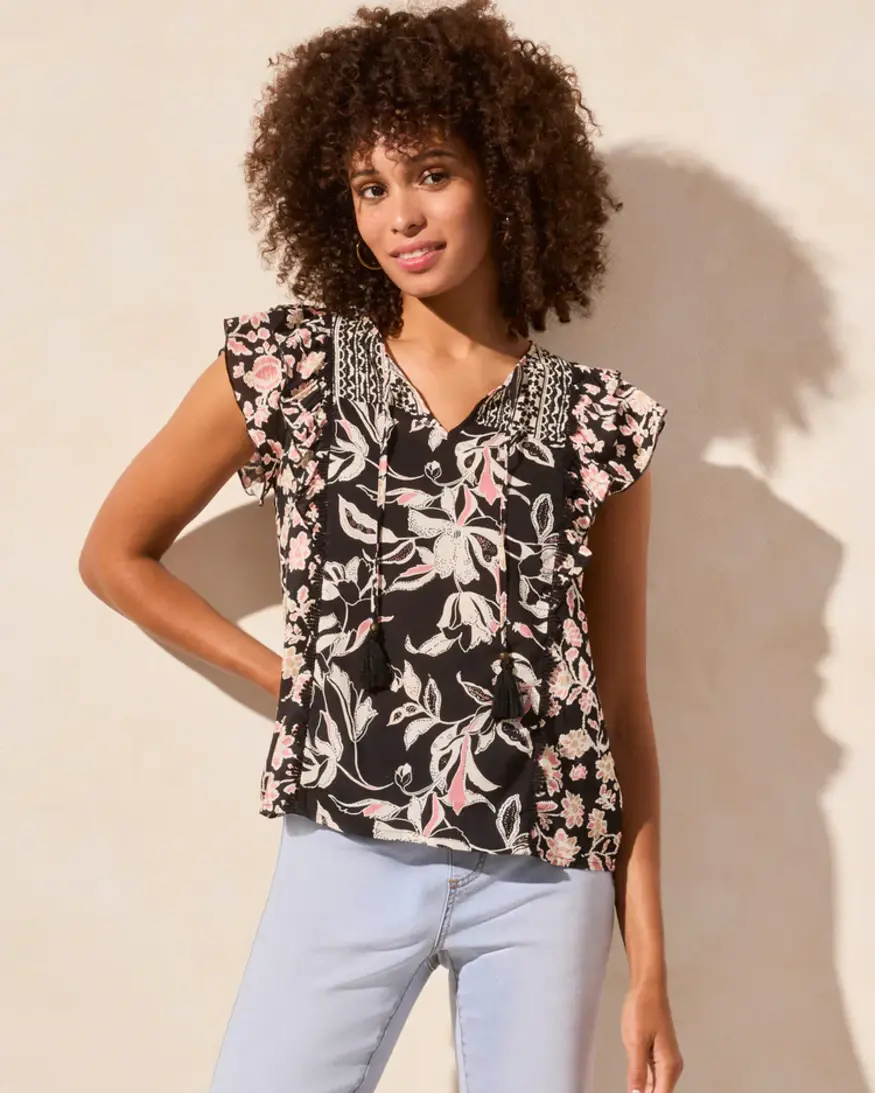 Tribal Ryn Mixed Print Blouse