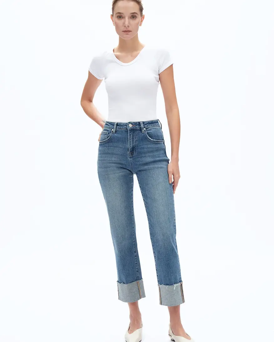 Bayeas Lark Roll Hem Straight Leg