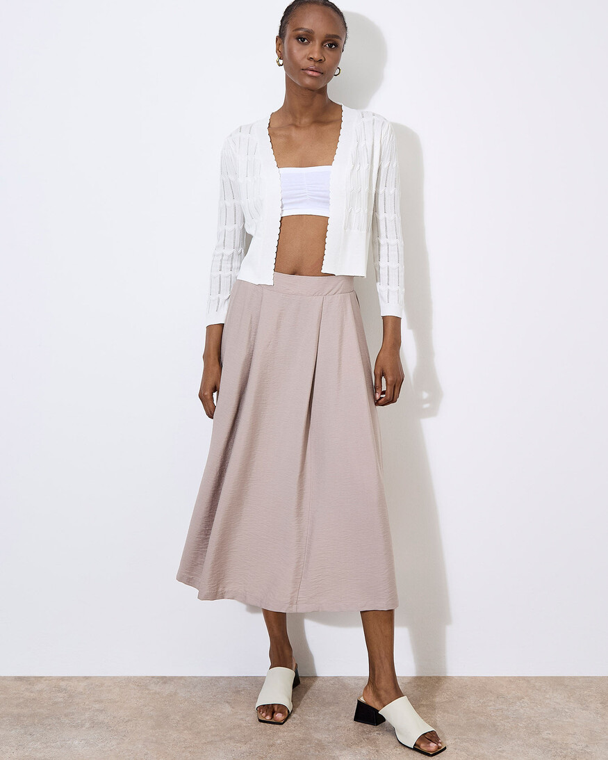 Apricot Pointelle Knit Shrug