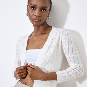 Apricot Pointelle Knit Shrug