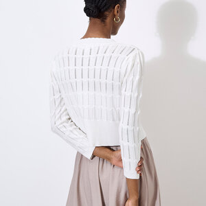 Apricot Pointelle Knit Shrug