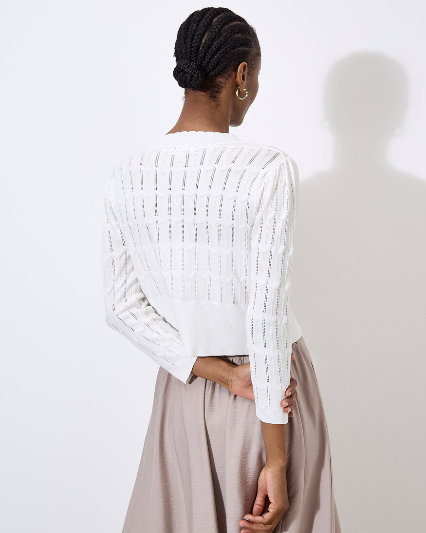 Apricot Pointelle Knit Shrug