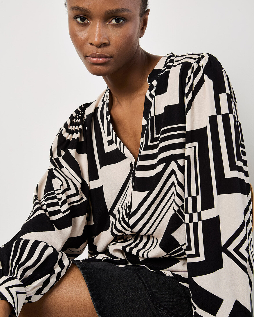 Apricot Graphic Squares Shirt