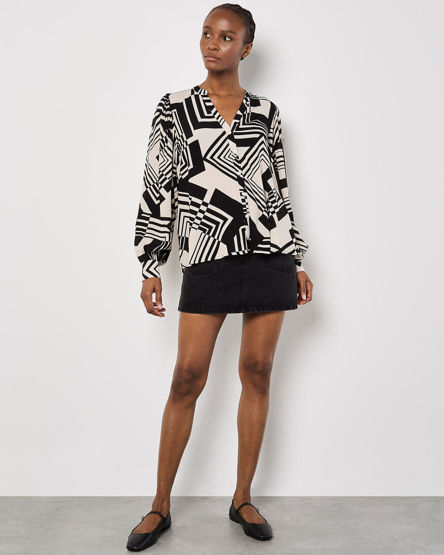 Apricot Graphic Squares Shirt