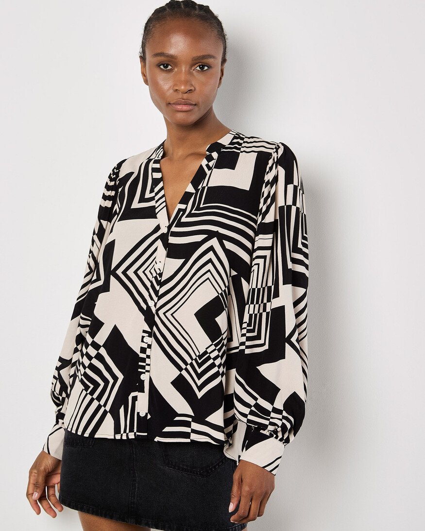Apricot Graphic Squares Shirt