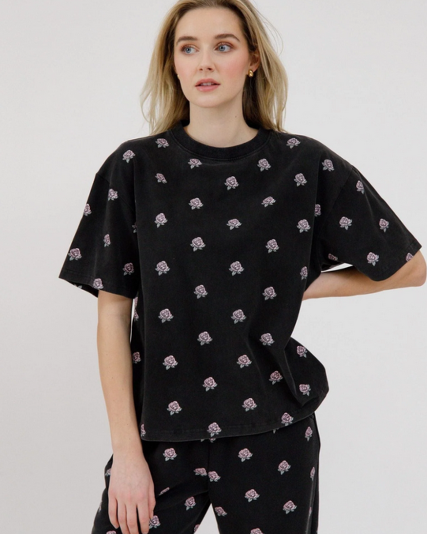 Brunette The Label All Over Flower Boxy Tee