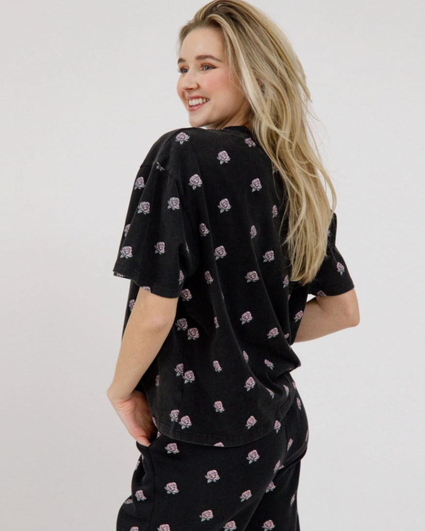 Brunette The Label All Over Flower Boxy Tee