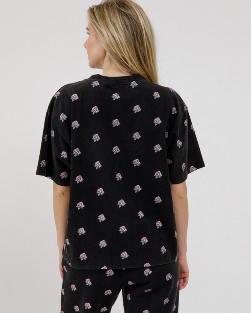 Brunette The Label All Over Flower Boxy Tee