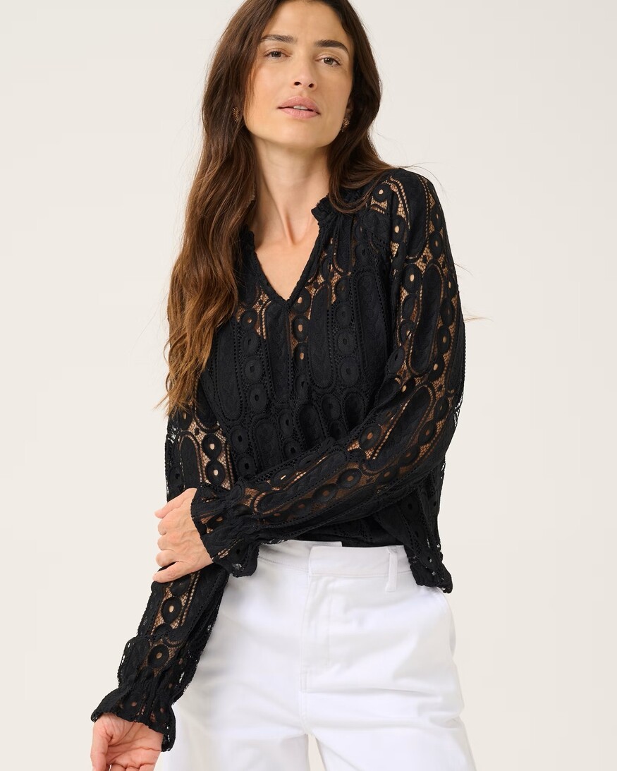 Cream Tully Lace Blouse