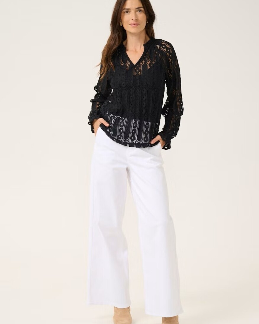 Cream Tully Lace Blouse