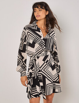 Apricot Graphic Squares Dress