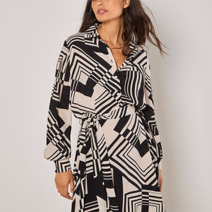 Apricot Graphic Squares Dress